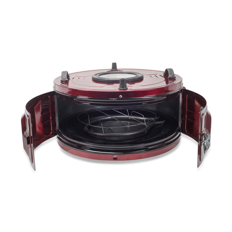 Cuptor electric rotund cu termostat Ertone MN-9010VS, Putere: 220-230V, 50Hz, 2 rezistente electrice 2 x 650W, capacitate 40l, indicator luminos, Visiniu