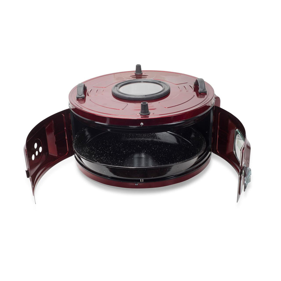 Cuptor electric rotund cu termostat Ertone MN-9010VS, Putere: 220-230V, 50Hz, 2 rezistente electrice 2 x 650W, capacitate 40l, indicator luminos, Visiniu