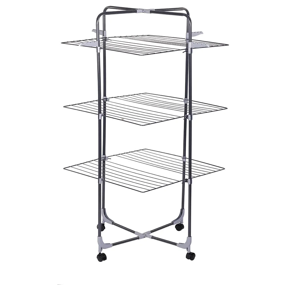 Uscator de rufe cu 3 nivele Ertone MN98U, pliabil cu suport de umerase, suporta 30 kg rufe, Inox