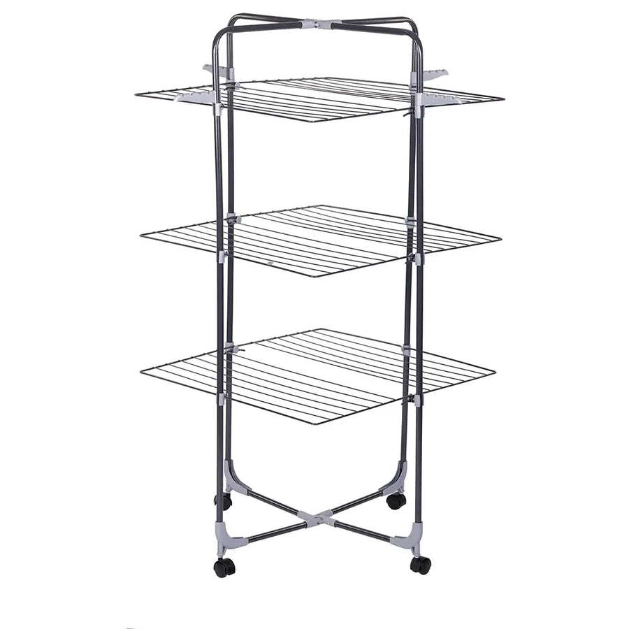 Uscator de rufe cu 3 nivele Ertone MN98U, pliabil cu suport de umerase, suporta 30 kg rufe, Inox