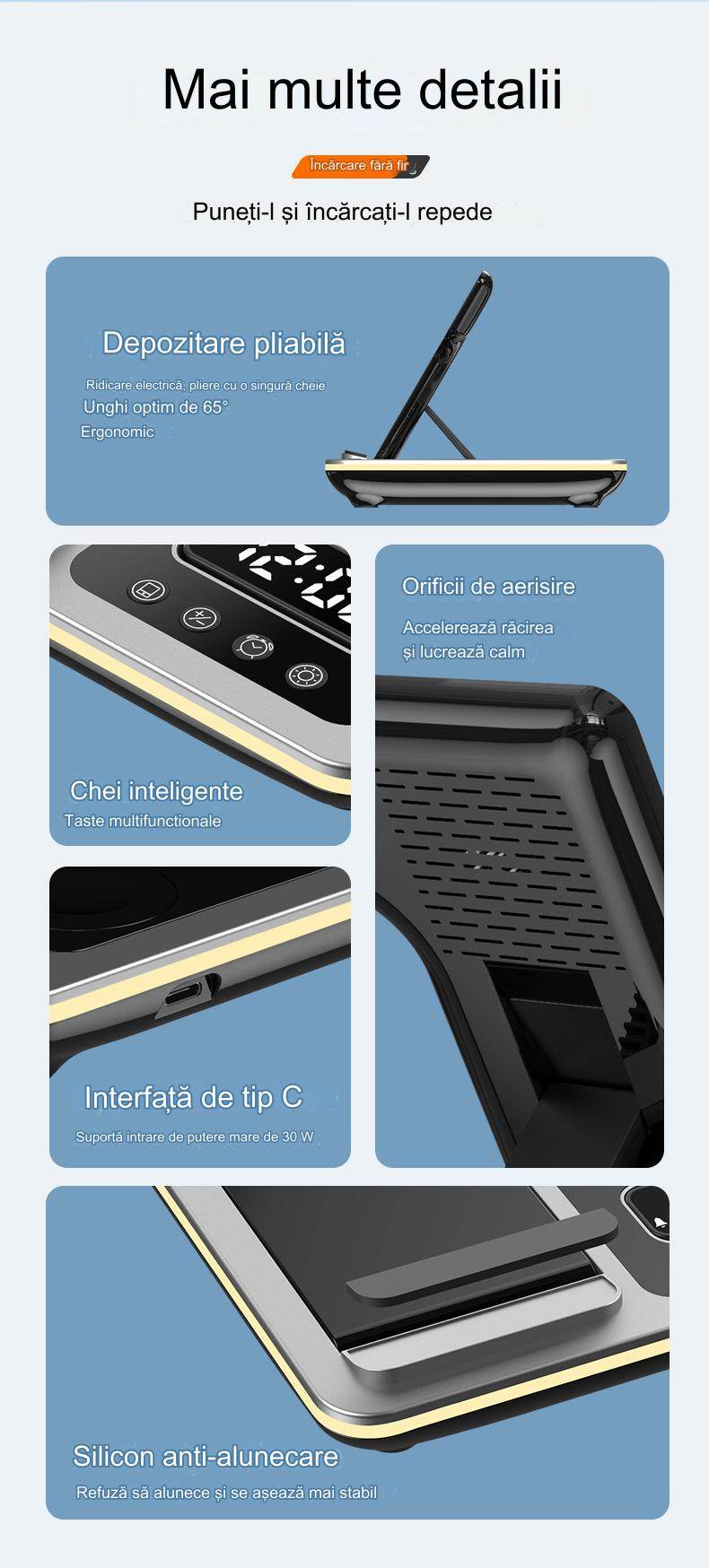 Incarcator wireless 5 in 1, Statie rapida Compatibil cu toate tipurile de tefefoane, smartwach sau casti, - Specializat.ro