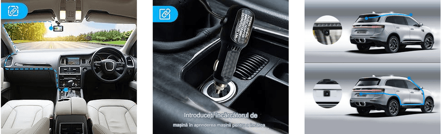 Camera Auto DVR 4K/2K/1080p si Camera Spate 1080p cu Conectivitate Wi-Fi, G-Senzor, Mod Parcare, Inregistrare in Bucla - Specializat.ro