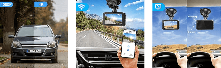 Camera Auto DVR 4K/2K/1080p si Camera Spate 1080p cu Conectivitate Wi-Fi, G-Senzor, Mod Parcare, Inregistrare in Bucla - Specializat.ro