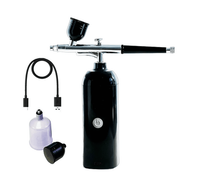 Aerograf Airbrush cu compresor portabil, pentru Vopsit orice, Manichiura, Pictura corp, Tatuaj semipermanent, Ornare torturi, Braber Shop, Negru - Specializat.ro
