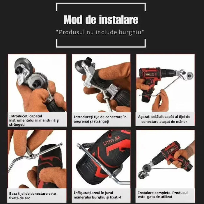 Adaptor pentru bormasina de taiat tabla si materiale fieroase