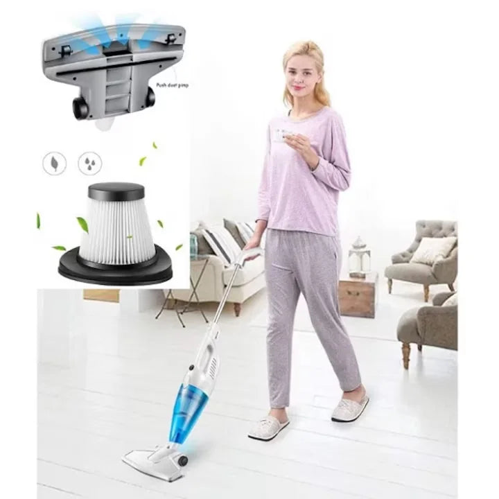 Aspirator 2 in 1, portabil, putere 600W, cu accesorii, filtru, control pe maner, indicator recipient colector plin, compartiment scame detasabil, alb