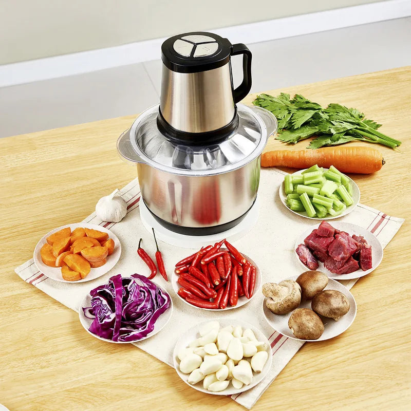 Tocator Electric Universal Luxify - Bol 5L Inox, Putere 1000W, 4 Lame, Carne si Legume