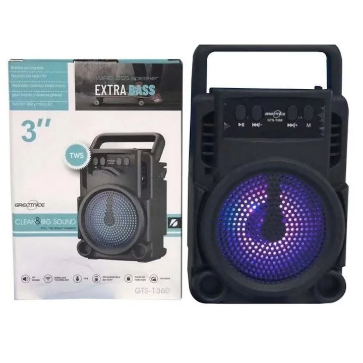 Boxa portabila GTS 1360 cu led RGB cu maner transport