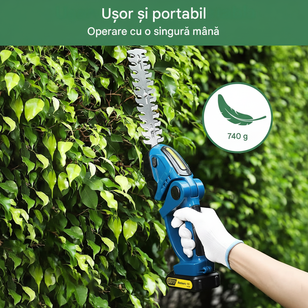 Mașină de Tuns Gard Viu Fără Fir 2 în 1 cu 2 Baterii 48V – Lamă 55cm
