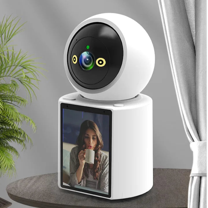 Camera de supraveghere inteligenta, ecran de 2, 8 inchi, 4MP, rotatie 360 grade, monitor pentru bebelusi, wireless, vedere pe timp de noapte color