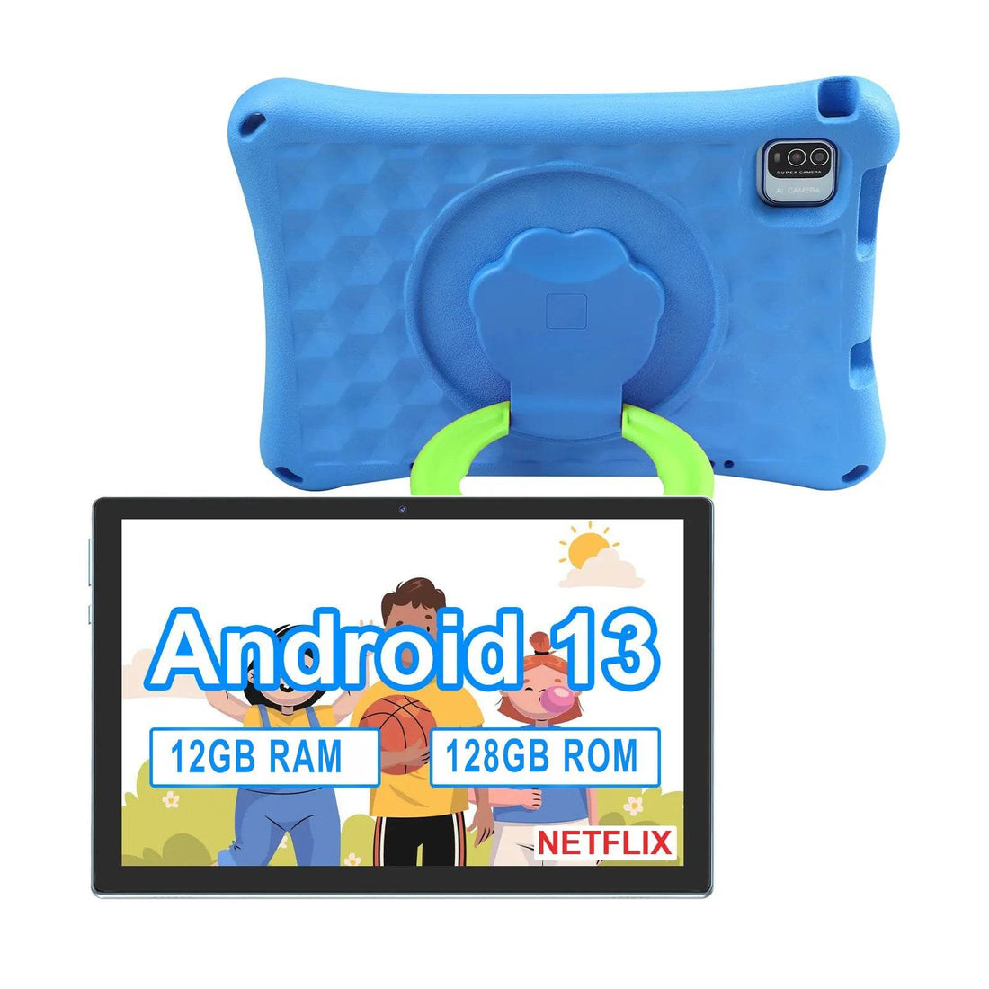 Tableta Android 10 Inch, 12GB RAM, 128GB ROM, Wifi, Bluetooth, Husa Protectie Anti Shock, Pentru Copii - Specializat.ro