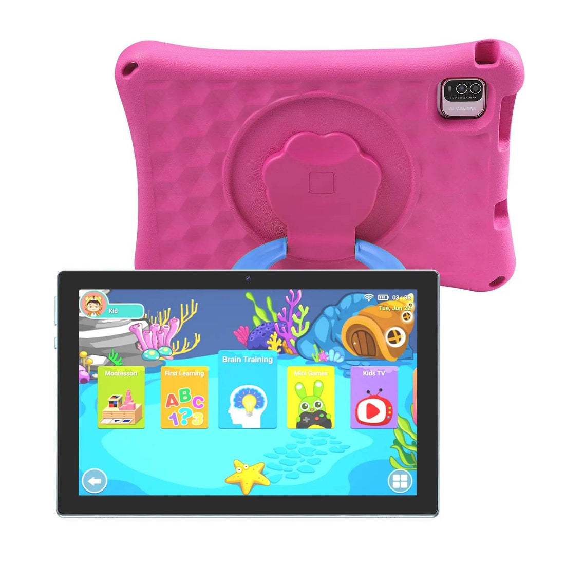 Tableta Android 10 Inch, 12GB RAM, 128GB ROM, Wifi, Bluetooth, Husa Protectie Anti Shock, Pentru Copii - Specializat.ro