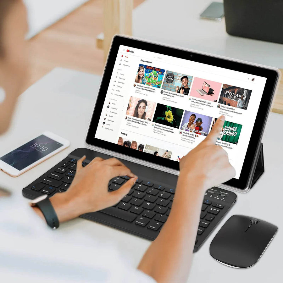 Tableta Android 10.1 inch, 18GB RAM, 128GB ROM, WiFi, cu Tastatura, Mouse, Carcasa de Protectie si Stilou - Specializat.ro