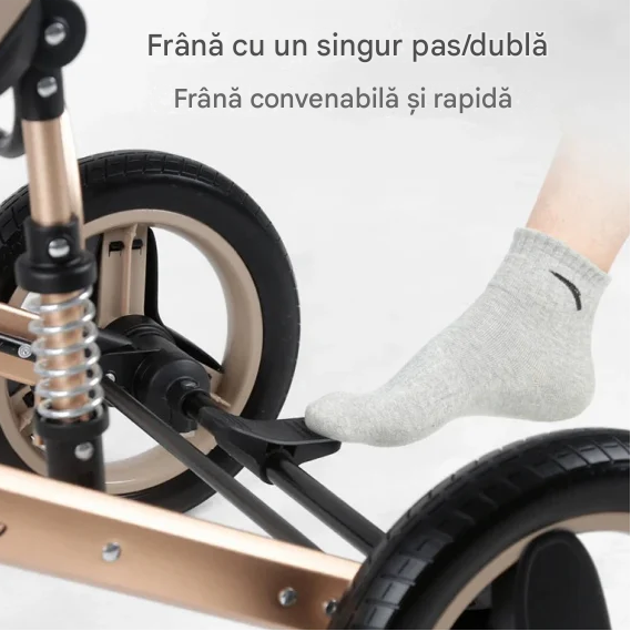 Cărucior Bebe 2 în 1 Pliabil cu Suspensii și Landou – 0-36 Luni