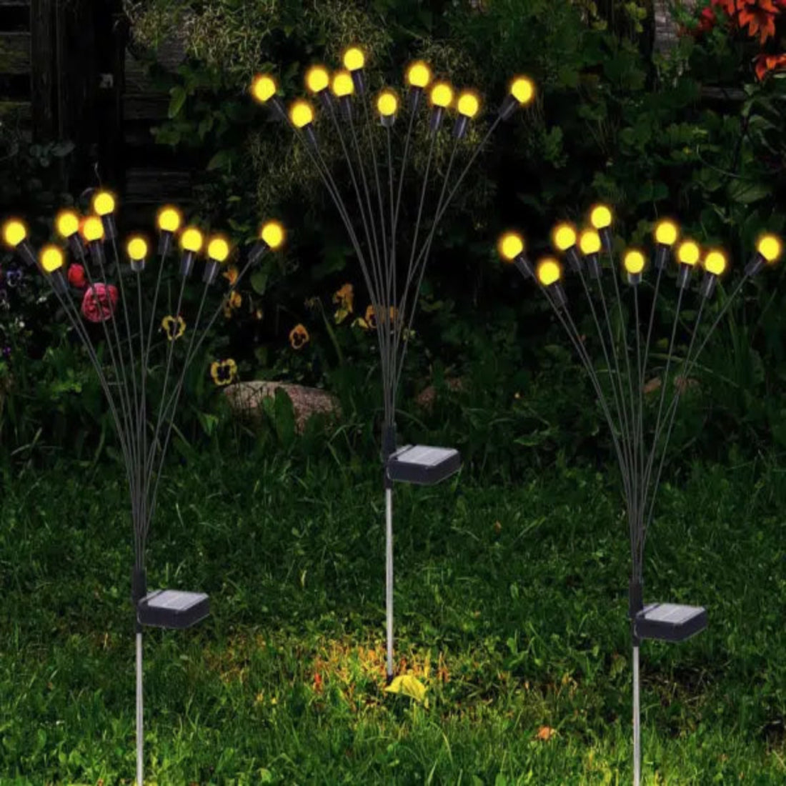 Set 2 Lampi Solare LED Decorative tip Licurici pentru Gradina – 8 Bulbi, Alb Cald 3000K