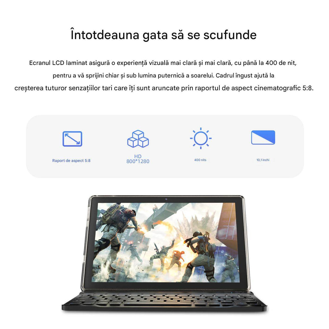 Tableta Android 10.1 inch, 18GB RAM, 128GB ROM, WiFi, cu Tastatura, Mouse, Carcasa de Protectie si Stilou - Specializat.ro