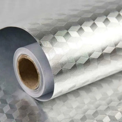 Folie autocolanta tip aluminiu argintie, pentru mobilier si bucatarie 60x300cm