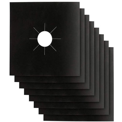Set 4 folii de protectie pentru aragaz, teflon reutilizabil si lavabil, 27x27 cm, negru