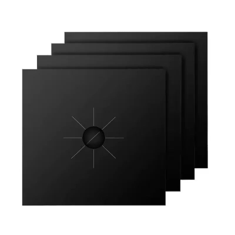 Set 4 folii de protectie pentru aragaz, teflon reutilizabil si lavabil, 27x27 cm, negru