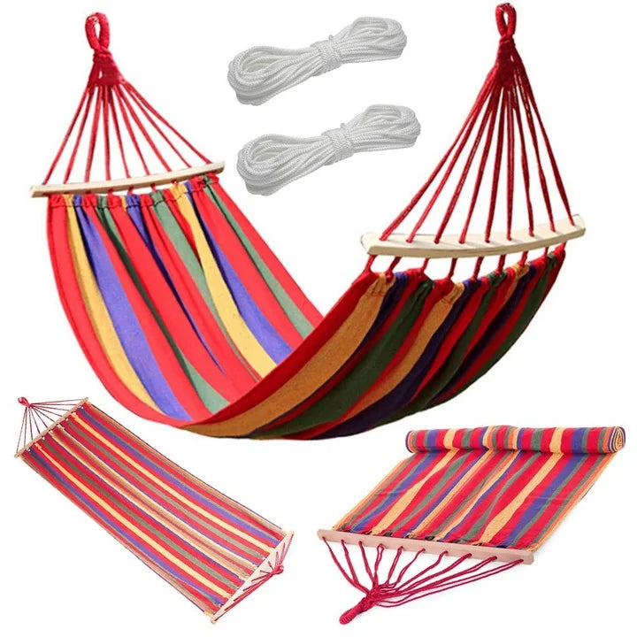 Hamac multicolor - cu bara de lemn, 200X80