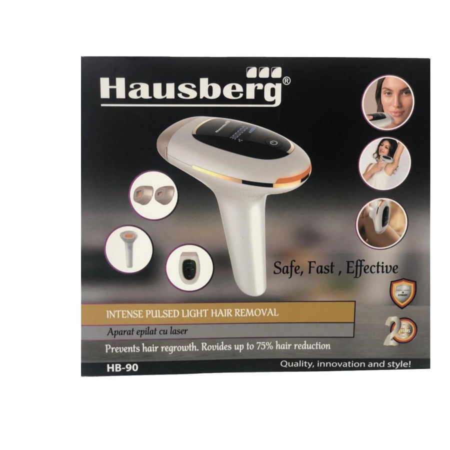Epilator IPL Hausberg HB-90, 300.000 impulsuri, Ecran LCD, Lungime unda 550-1200nm