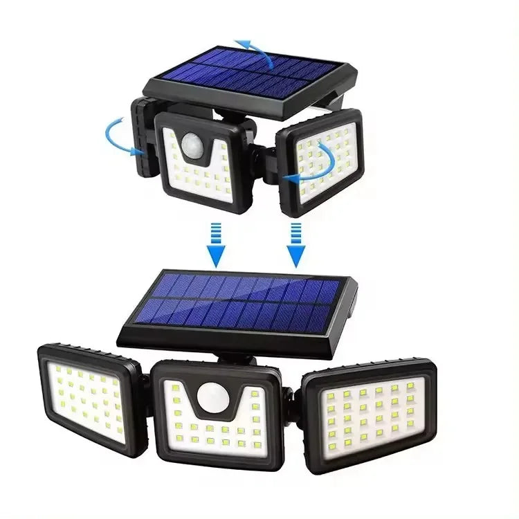 Lampa solara 74 leduri, montare pe perete, incarcare solara, senzor miscare