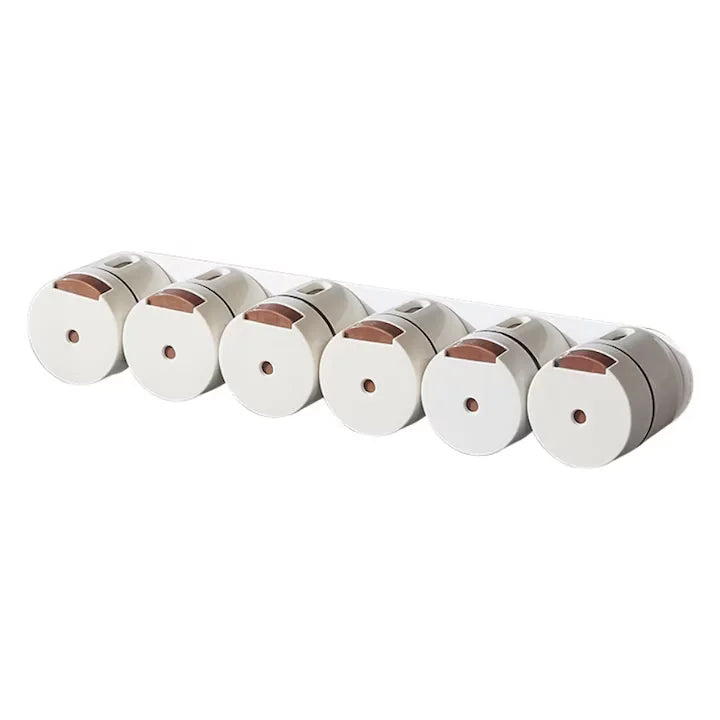 Set de recipiente pentru condimente, 6 bucati, suport metalic, prindere magnetica, practice, aspect premium, design minimalist