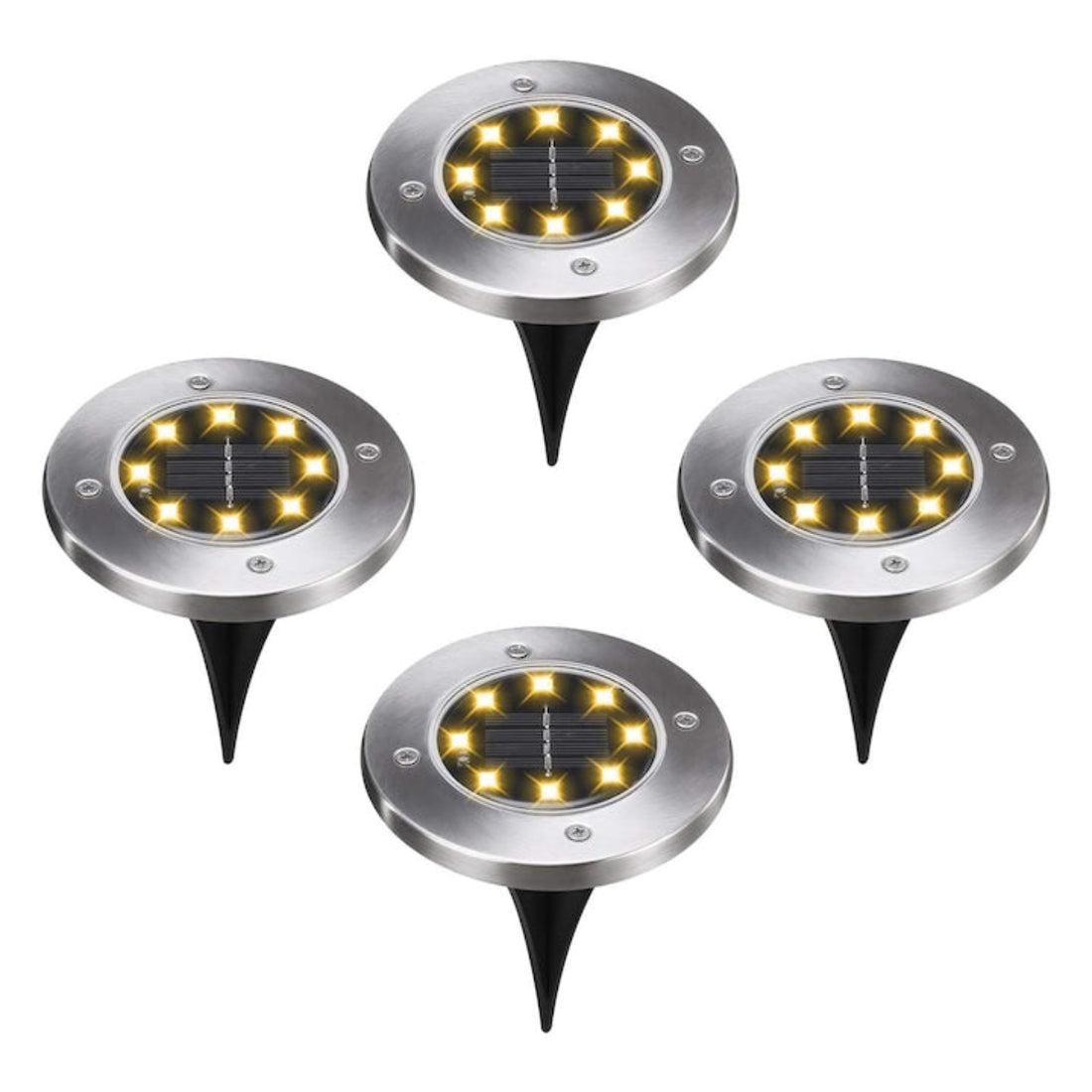 Lămpi Solare LED pentru Grădină – Set 4 Bucăți, Lumină Caldă (Warm White), IP65, Încărcare Solară