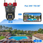 Cameră Supraveghere WiFi Triplă – Ultra HD, Zoom 5X, Rotire 360°, LED IR