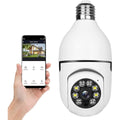 Cameră Supraveghere WiFi 360° Tip Bec E27 – 1080P, Vedere Nocturnă, Senzor Mișcare