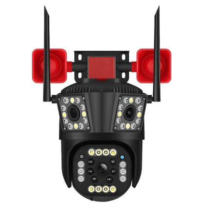 Cameră Supraveghere WiFi Triplă – Ultra HD, Zoom 5X, Rotire 360°, LED IR
