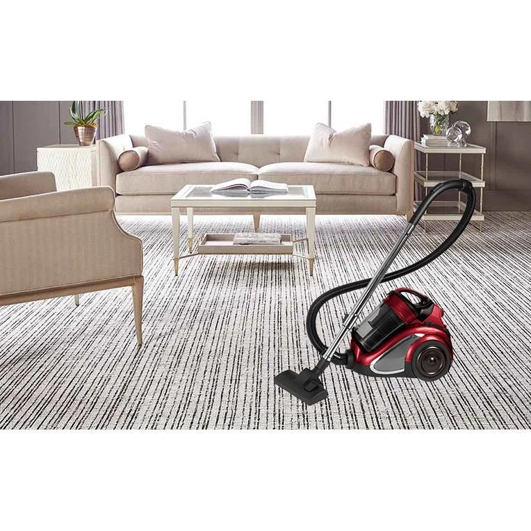 Aspirator fara sac Hausberg HB-2820RS, 2200 W, 4.5 litri, 85dB, filtru lavabil, sistem multi-ciclon, Negru/Rosu