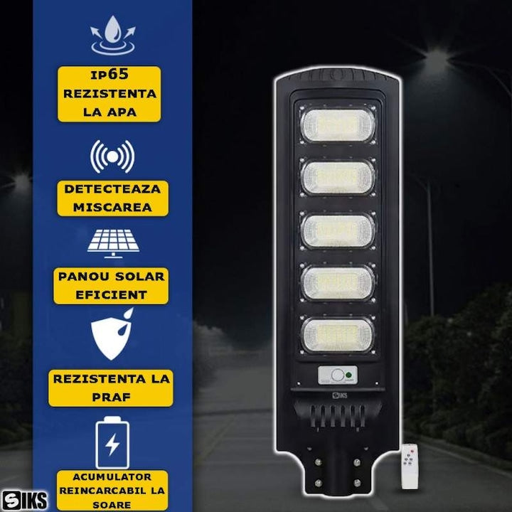 Lampă Solară Stradală LED 250W – 25.000 lm, Senzor Mișcare, IP65, Telecomandă