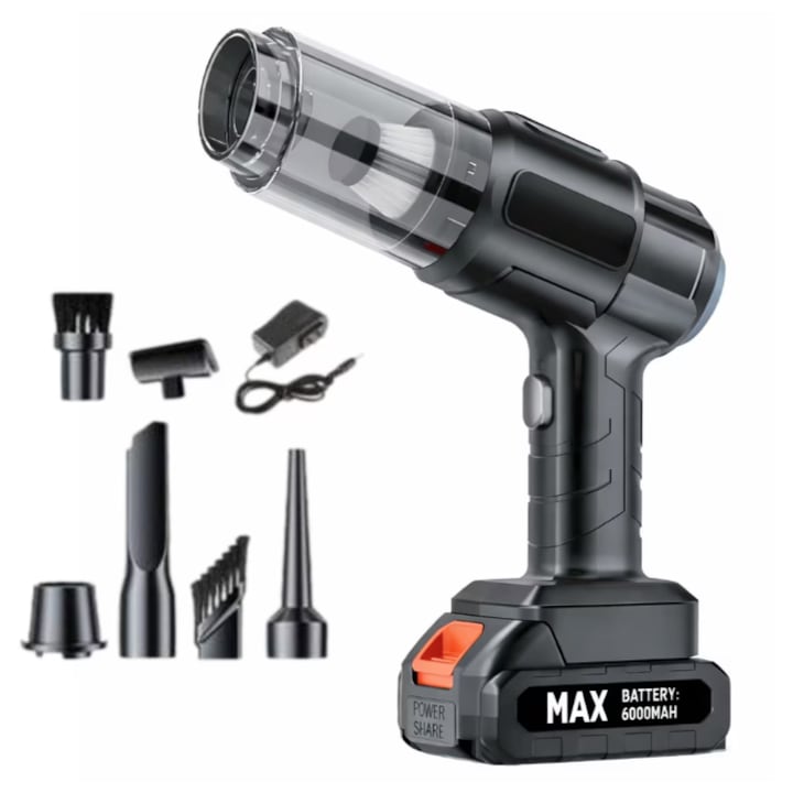 Aspirator Auto Portabil Fără Fir – 100W, 48V, 6000mAh, 6 Capete