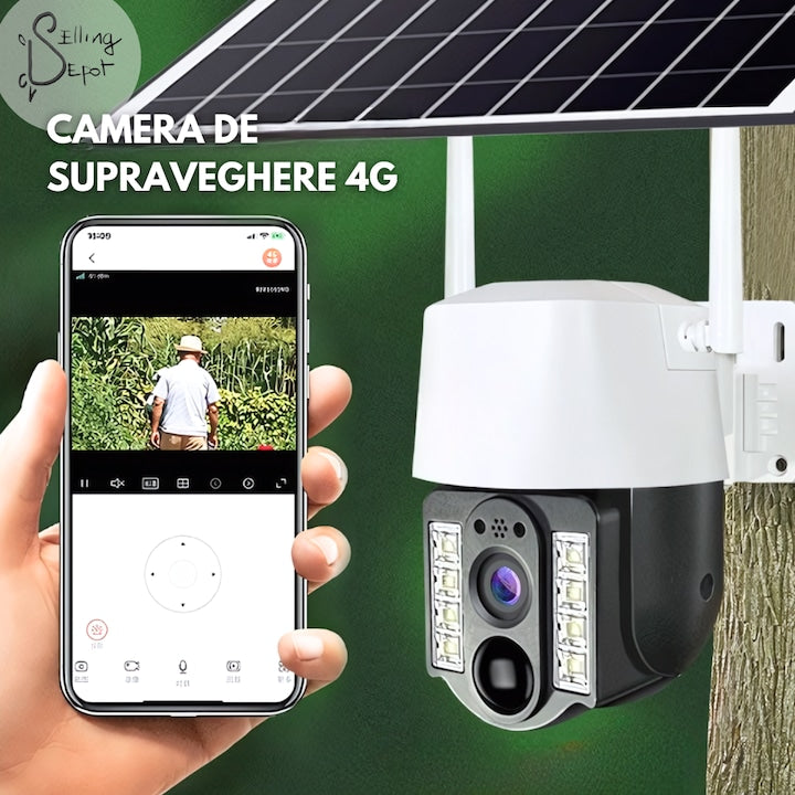 Cameră Supraveghere 4G Solară 5MP PTZ – Panou Solar 7.5W, Vedere Nocturnă Color, IP66