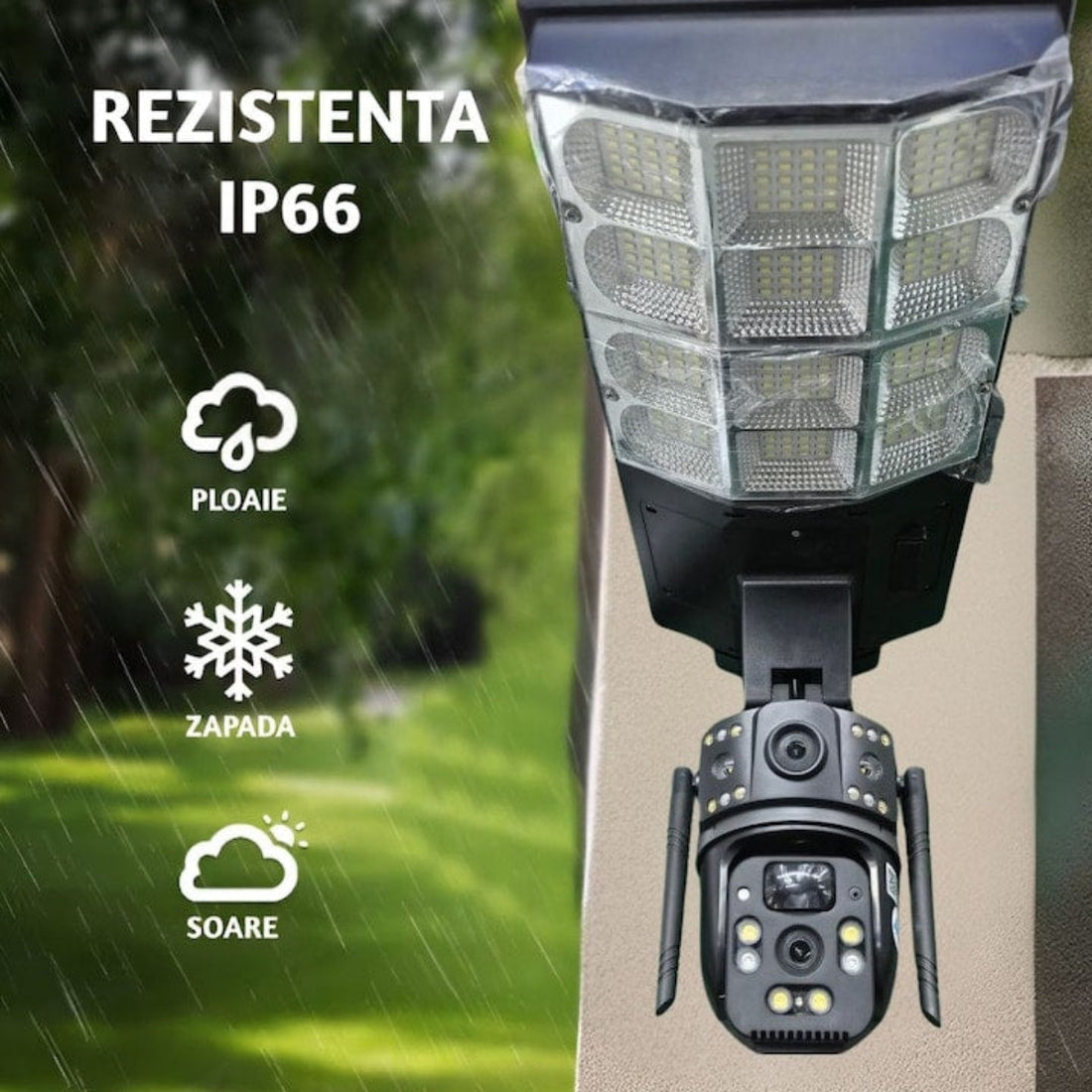 Lampă Solară cu Cameră Supraveghere 4G SIM 4MP | PTZ 355°, Panou Solar 24W, Baterie 18000mAh