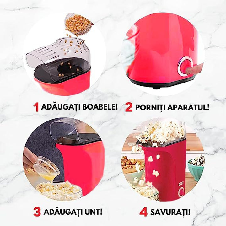 Aparat Floricele Aer Cald 1200W – Popcorn Fără Ulei, Gata în 2 Minute