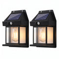 Set 2 Lămpi Solare de Perete tip Felinar cu Senzor de Mișcare | 3 Moduri de Lumină, Acumulator 1200mAh