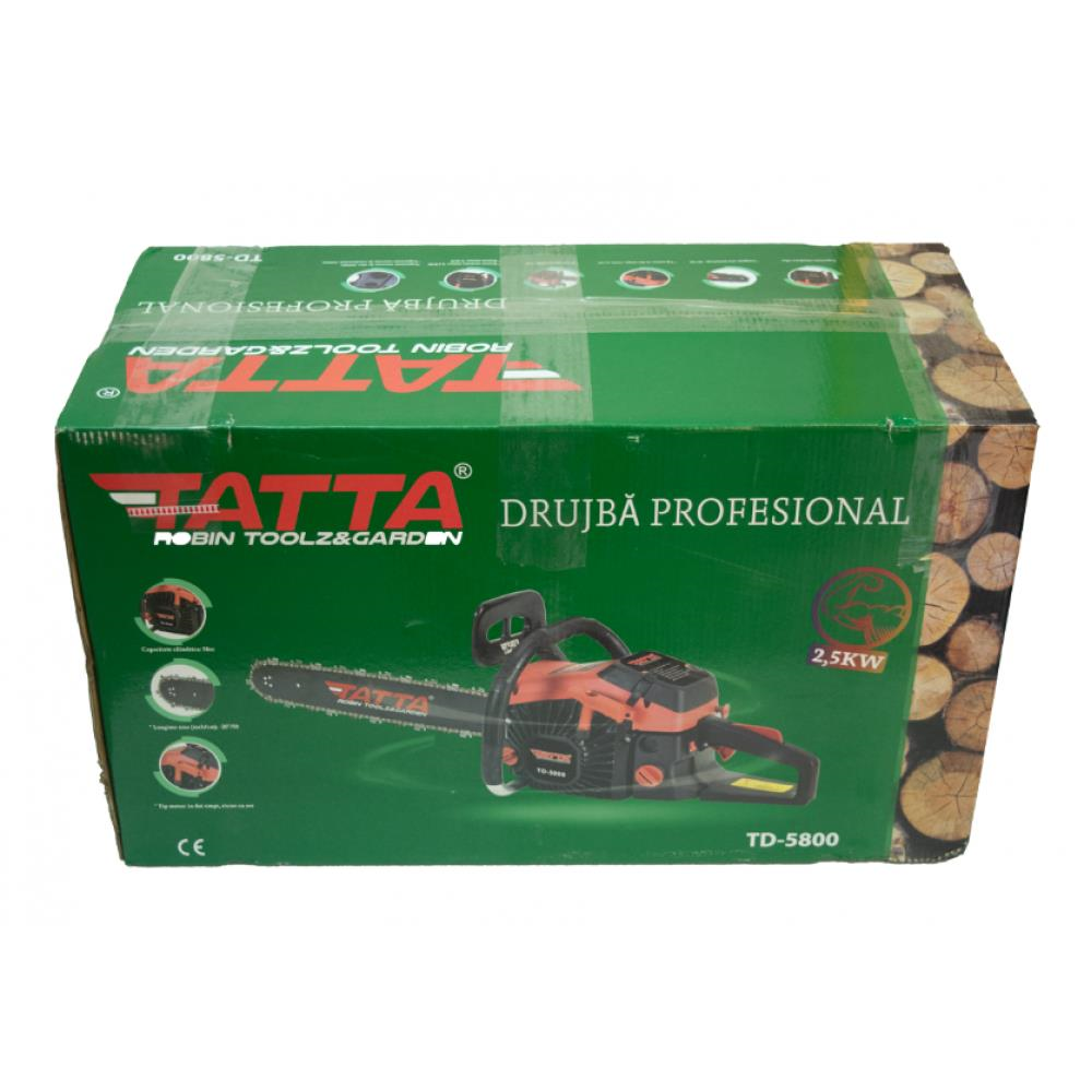 Drujba profesionala cu lant Tatta TD5800, 3.54 CP, 58 CC, 0.55 l, benzina, Lant, Sina