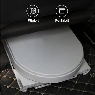 Toaleta Portabila Pliabila, Pentru Camping, Rulota, Cabana, Material ABS+PU, Compact si Usor, Gri