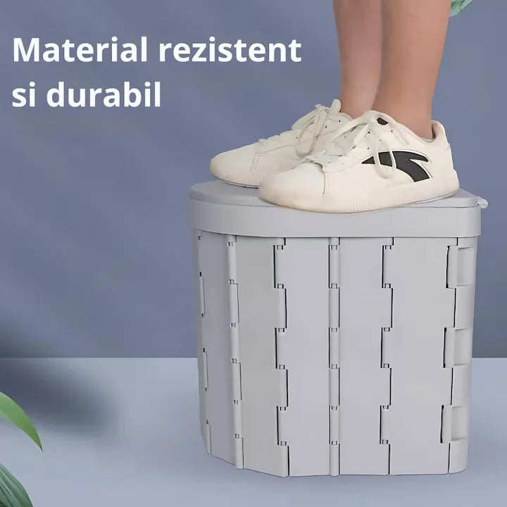 Toaleta Portabila Pliabila, Pentru Camping, Rulota, Cabana, Material ABS+PU, Compact si Usor, Gri