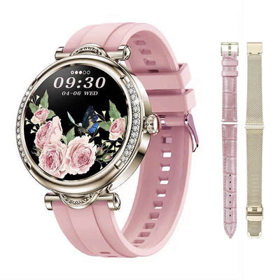 Smartwatch Dama, CF32, Bratari, Silicon, Piele si Metalica cu Pietricele, Masurare Oxigen in sange, Ritm cardiac, Sport, Somn - Specializat.ro